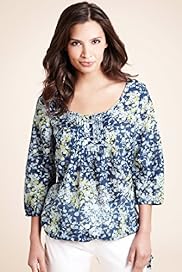 Cotton Rich Floral Woven Top with Silk
