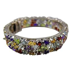 Link Bracelet Silver Gemstone Diam.m. 2.3 inches (brclt278a)