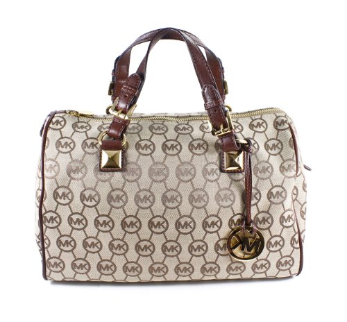 Michael Michael Kors Large Grayson Monogram Satchel, Beige/ebony/mocha