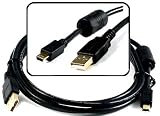 Gold-Series Mini-B 5pin USB 2.0 Digital Camera Interface Cable w/ Ferrite Core for Ricoh, Samsung, SeaLife, Sharp, Sigma, SiPix, Toshiba, Vivitar, and Many More!