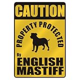 CAUTION PROPERTY PROTECTED BY ENGLISH MASTIFF PARKING SIGN DOG