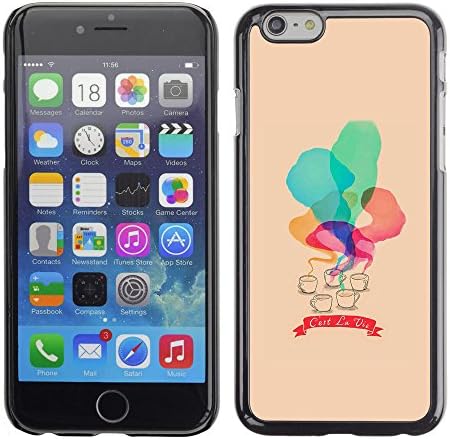 Paccase / Hard Protective Case Cover for - C'Est La Vie Watercolor Peach - Apple Iphone 6