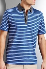 Autograph Pure Cotton Marl Stripe Polo Shirt [T28-4613A-S]