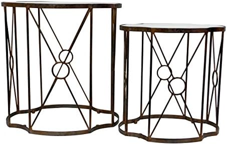 Antiqued Copper Quatrefoil Tables (2)