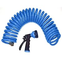 Orbit 25-Foot Blue Coil Hose and Spray Nozzle 27890