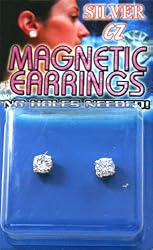 Fake Piercing Earrings with Clear CZ (Magnetic)