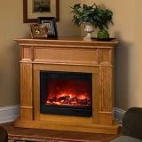 Bostonian Wall/Corner Convertible Ventless Electric Indoor Fireplace - Light Oak