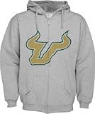 South Florida Bulls Grey Distressed Mascot Full Zip Hooded Sweatshirt