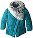 Catherine Malandrino Girls Puffer Coat With Faux Fox Fur Collar