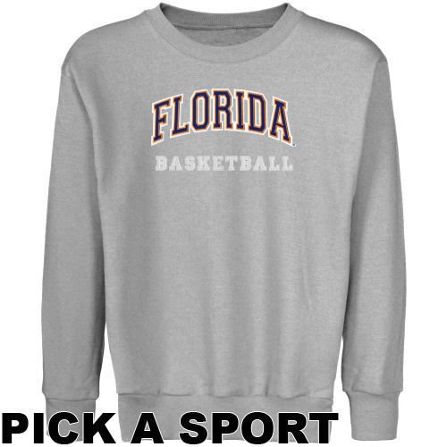 Florida Gators Youth Ash Custom Sport Arch Applique Crew Neck Fleece Sweatshirt - (Small)