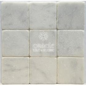 Bianco Carrara White 4 X 4 Tumbled Marble Tile