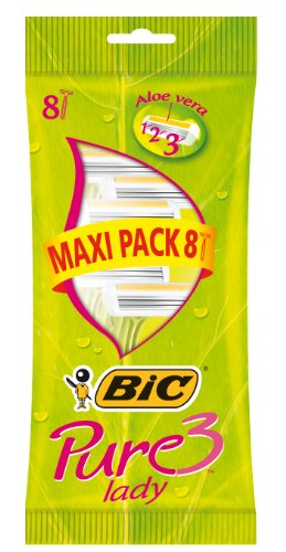 Bic Pure 3 Lady Rasoir 3 Lames Bande Lubrifiante Pochette x 8 Maxipack