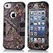 KINGCOOL(TM) 3-Piece Real Tree Camouflage Camo Design Hybrid High Impact Protective Case Combo for Apple iPhone 5C (Black)