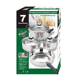 7pc Stainless Cookware Set Clad Bottom by Cookneway