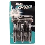 Gillette Mach 3 Disposable Jetable Sensitive Razors, (Pack of 14)