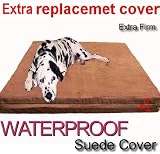4 Therapeutic Waterproof Memory Foam Dog Pet Bed with Microsuede Cover + 1 Extra Set of Replacement Cover - XL