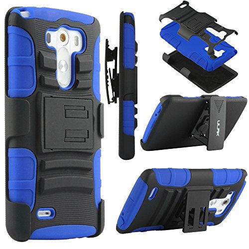 LG G3 Case, ULAK Dual Layer Holster Case with Kickstand and Locking Belt Swivel Clip for LG G3, Protective Case Cover for LG G3 (Blue)