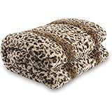 Lucy's Luxury Bellahome Safari Faux Fur Plush Throw Blanket Comforter, Queen (74'' L x 86'' W ), Leopard