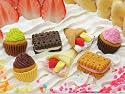 7 Pc Japanese Erasers - 3 Cup Cakes, 2 Biscuits, and 2 Crepes