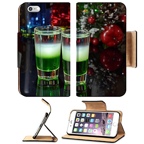 MSD Premium Apple iPhone 6 Plus iPhone 6S Plus Flip Pu Leather Wallet Case IMAGE ID 33459197 Layered cocktail Mexican green on the bar on the blur background