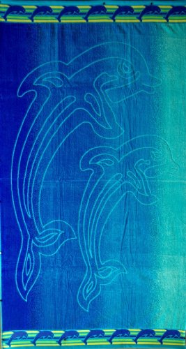 Egyptian Cotton Jacquard Oversized Beach Towel, Dolphins