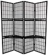 Shelf Unit Display Room Divider - 65" Japanese Shoji Privacy Floor Screen w/ Double Shelf - 4 Colors
