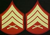 Gold on Red USMC Chevrons - Sergeant - Male