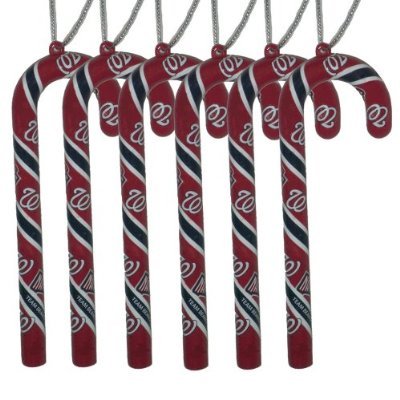 Forever Collectibles Washington Nationals Candy Cane Ornament Box Set