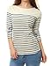 Allegra K Women's Round Neck Long Sleeves Color Block Striped Tops T Shirts Blue XL (US 18)