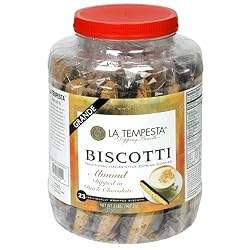 La Tempesta Grande Almond Dipped In Dark Chocolate Semi-Crunchy Biscotti, 32-Ounce Jars (Pack of 2)