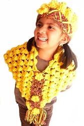 Handmade Toddler Poncho and Hat in Duck Yellow Party - 100 % Crocheted By Hand