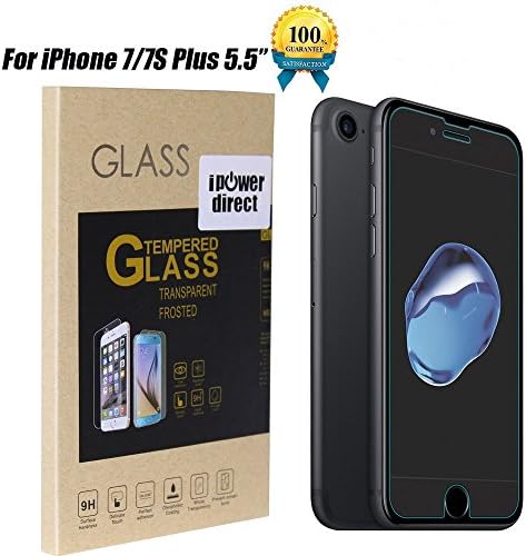 iPowerdirect 1 Pack Real Temper Glass Screen Protector For Apple iPhone 7 Plus 7S Plus 5.5" Clear 9H Hardness Premium Quality Ultra Thin 0.3MM Sensitive Touch Bubble Free Scratch-Resistant