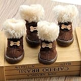 Cute Pet Paw Snow Boots for Dogs Nonslip Winter Pet Boots 4 Pcs (Brown, 1)