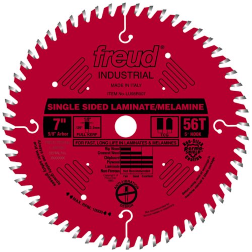 Freud LU98R007 Superior 7-Inch 56 Tooth TCG Laminate and Wood Cutting Saw Blade with 5/8-Inch Arbor and PermaShield Coating