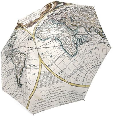 Old Maps Of The World Folding Rain Umbrella/Parasol/Sun Umbrella
