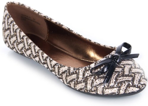Bamboo Pepper-04 Sequin Glitter Bow Ballet Flat