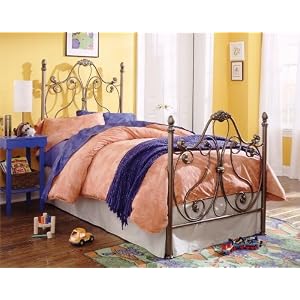 Aynsley Bed in Majestique Finish Metal Twin Bed w Bed Frame Head and Footboard