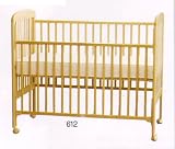 NEW NATURAL FINISH BABY CRIB W. LOCKING CASTERS.