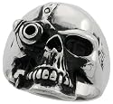 Surgical Steel 15/16" ( 24 mm ) Futuristic Soldier Skull Ring
