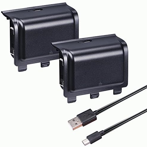 SmaAcc 1200mA Rechargeable Replacement Battery Pack (2 Pack) with USB Charging Cable for Xbox One Controller