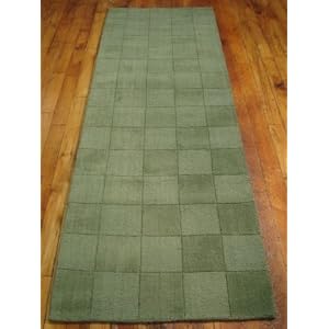 3x8 Green Hand Tufted Wool Gabbeh Runner Rug by Heritage Unlimited