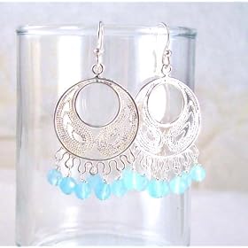 Bohemian Sterling Silver and Stone Earrings