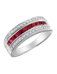 Ruby Ring with Diamonds 7/10 Carat (ctw) in 10K White Gold