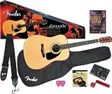 Fender DG-8S Dreadnought Acoustic Pack with Gig Bag, Chromatic Electronic Tuner, Instructional DVD, Strings, Picks and Strap