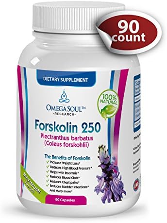 Forskolin Purified Herbal Supplement - 250 mg - 90 ct - Works Effectively as Appetite Suppressant and Fat Burner - One of The Most Powerful Weight Loss Supplement Product Available - Promotes Energy to Support Exercise and Focus - Used also in Sports Nutrition as Testosterone Booster