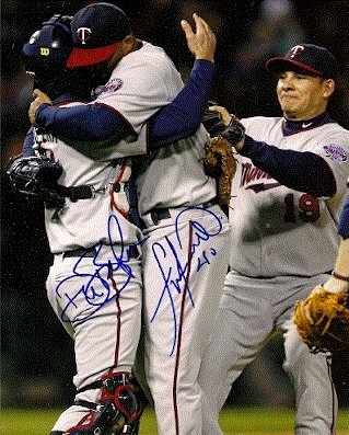 Autographed/Hand Signed Francisco Liriano & Drew Butera - Minnesota Twins 8x10 Photo