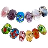 Pandora Style Twelve (12) Piece Charm Bead Set with Murano Style, Glass Style and Faceted Glass Style Beads - Fits Pandora, Troll, Biagi and Charmilia - Exact Assortment as Shown (FB165)