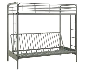 Dorel Home Products Twin-Over-Full Futon Bunk Bed, Silver