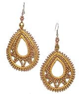 Just Give Me Jewels Handcrafted Gold/Copper Beaded Teardrop Dangle Earrings