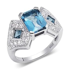 Majestic 3.00 carats total weight Radiant Cut Checker Board London Blue Topaz... by Peora